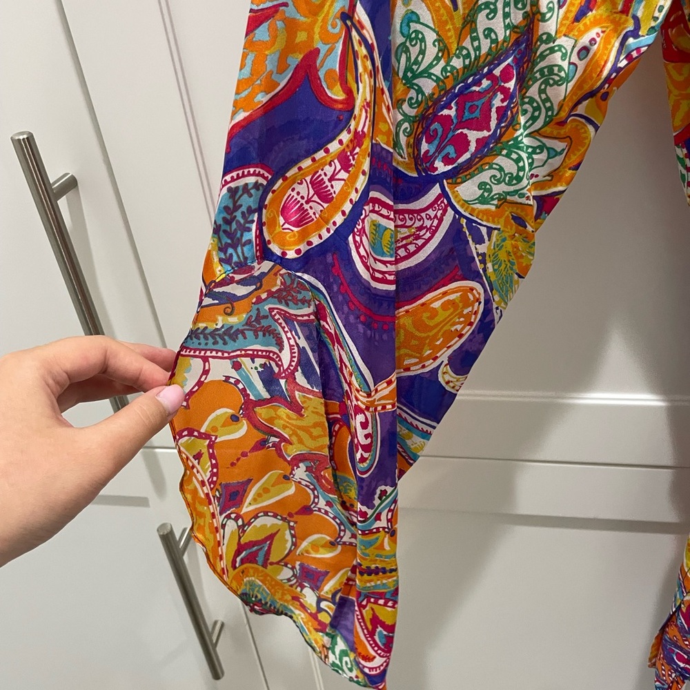 Fun Bright Patterned Ralph Lauren Silk Blouse - image 2